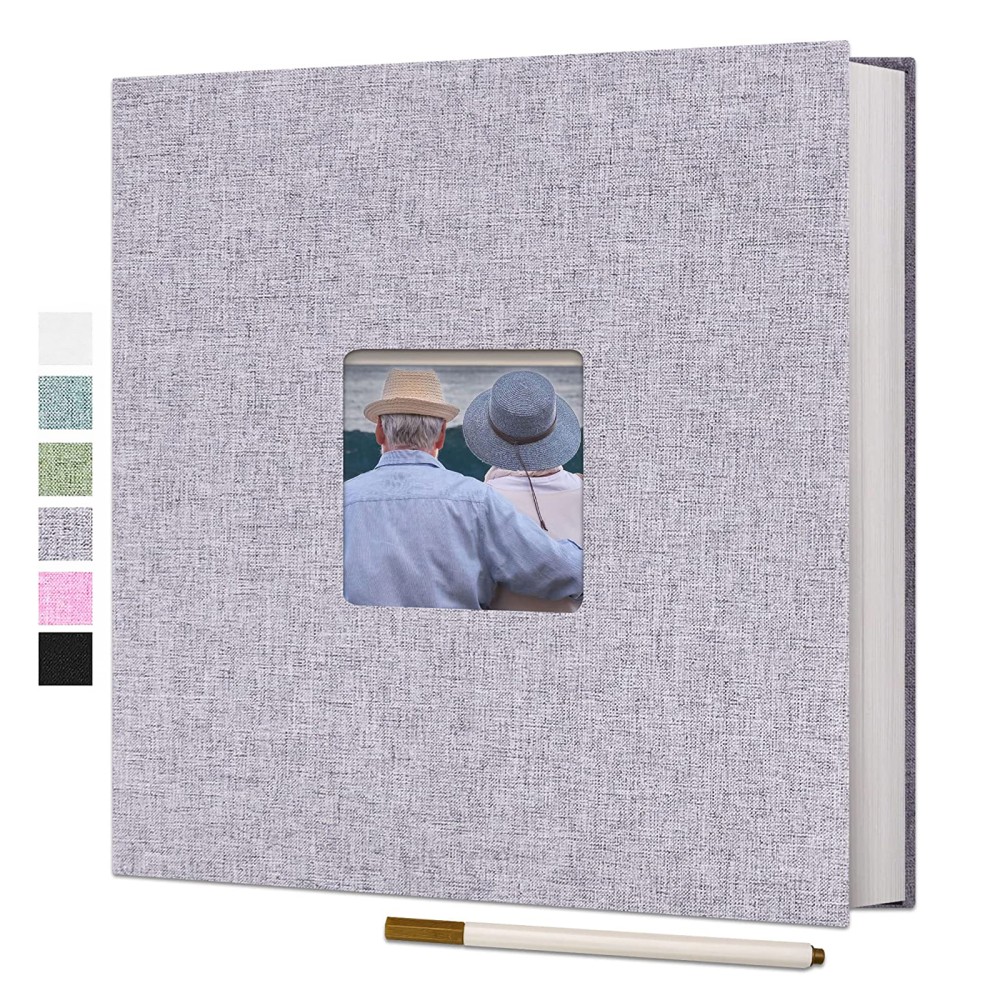 Spbapr Large Photo Album Self Adhesive 60 Pages Linen cover DIY Magnetic Scrapbook  album with A Metal Pen Hold 3x5 4x6 5