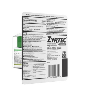Zyrtec Allergy, Original Prescription Strength, 10 mg, Tablets – 90 tablets