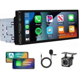 6.86 Inch Single Din Car Stereo Built-in Apple CarPlay/Android Auto