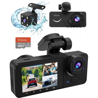3 Channel Dash Cam Front and Rear Inside, 4K Full HD 170 Deg Wide Angle Dashboard Camera