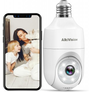 Alkivision 2K Light Bulb Security Cameras Wireless Outdoor -  Motion Detection Cameras