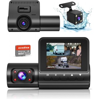 Dash Cam Front and Rear - 4K Full HD 3 Channe Dash Camera for Car with Night Vision