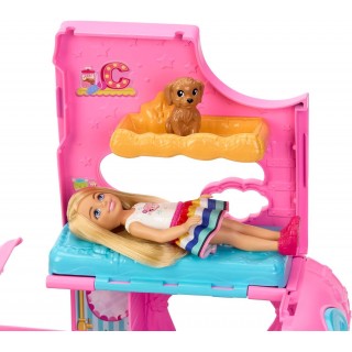 Barbie Camper, Chelsea 2-in-1 Playset with Small Doll, 2 Pets